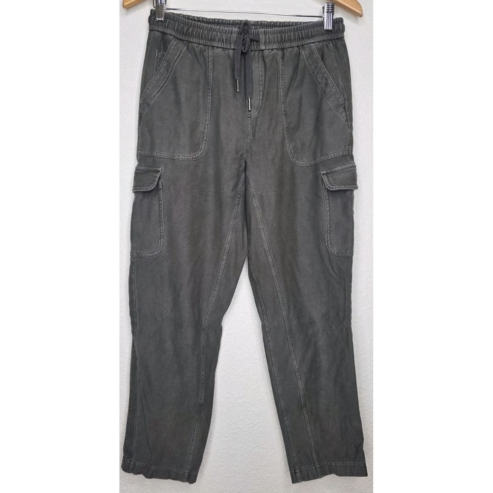 Athleta Farallon Crop Women 0 Olive Gray Cargo Pants Lounge Drawstring Casual